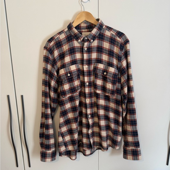 Foret Other - Foret Men’s Plaid Shirt in Blue/White/Burnt Orange